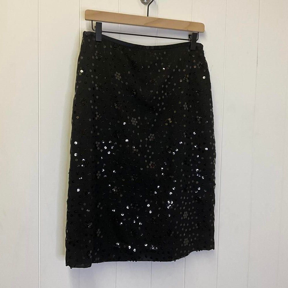 Ann Taylor Loft Women's Size 8 Black Sequin Knee Length Dress Eveningwear